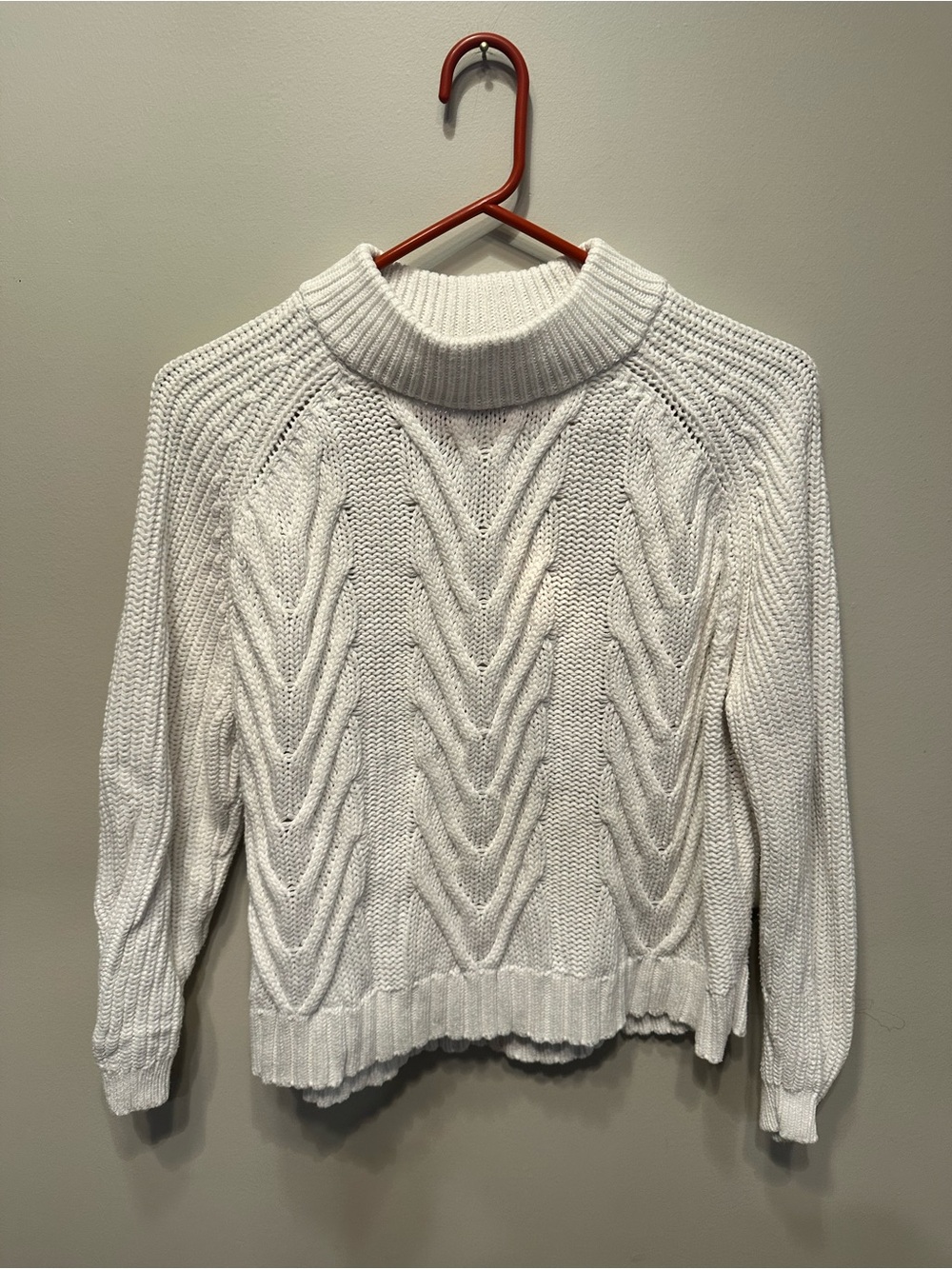 J.Crew cable-knit mockneck white M